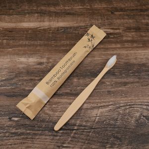 Soft Bamboo Handle Toothbrush Customized Biodegradable Disposable Toothbrush