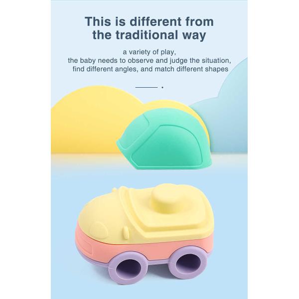 4pcs Car Building Blocks Silicone Stacking Blocks Cute And Attractive