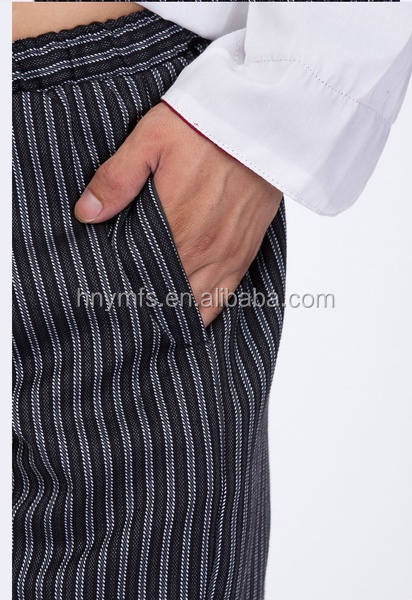 Restaurant Hotel high Waist Chef Work Pants With Pull String Zipper Fly