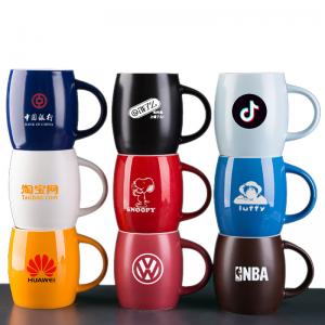 China red blue polychrome printed coffee mugs wholesale engrave personalized custom logo plain white coffee cheap ceramic mug on sale