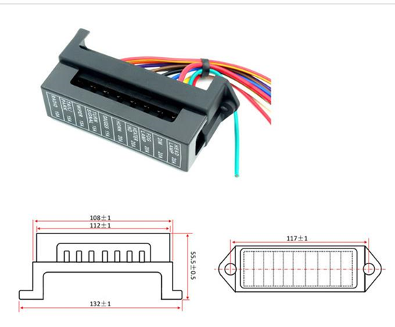 2 Input 6 Output Car Blade Fuse Blocks ATO Inline 12V Fuse Holder With Wire