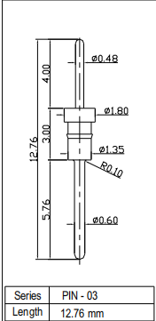 Brass PCB Circuit Board Pins 1.8mm With Gold Plated Nickel Plated