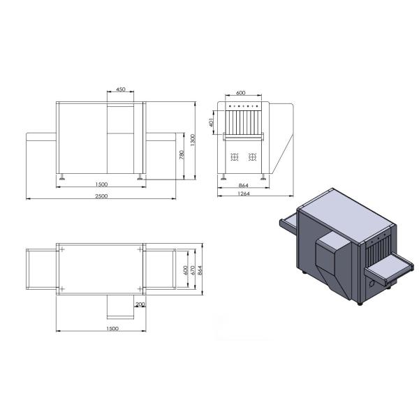 Dual View Security Airport Baggage Scanner 600*400mm Opening Size for Airport , Station