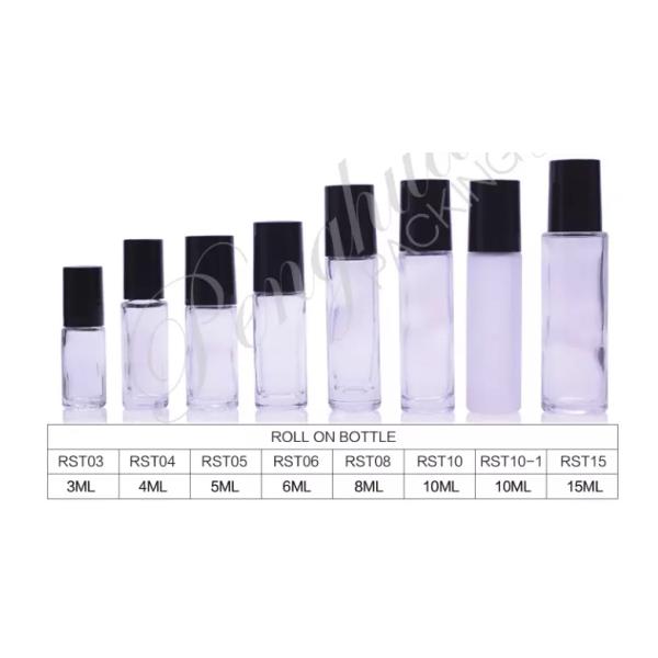 Clear Frosted OEM Glass Roll On Bottles 10ml For Oil With Silver Cover