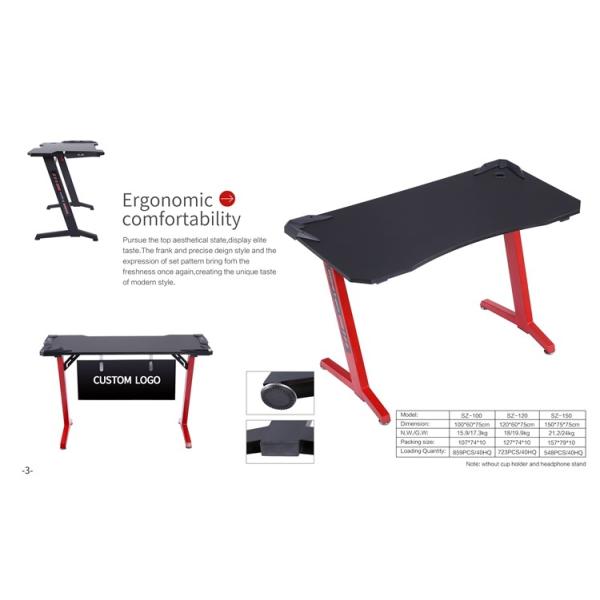 15.9kg MDF ABS Ergonomic Computer Ergonomic Gaming Table SGS