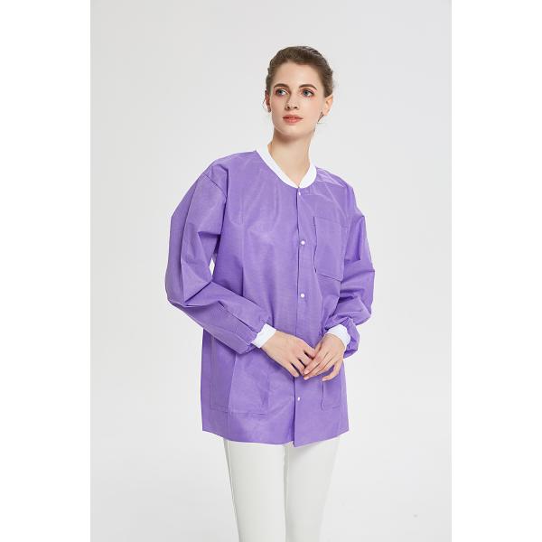 High Quality Purple Lab Jacket 3 Layer SMS Washable Womens Lab Jacket