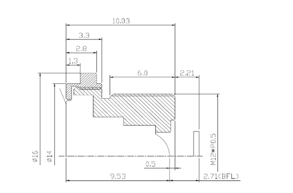 1/3", 2.1mm Super wide angle of view HFOV 138 degree Megapixel Autmotive lens CCLA13021MPF