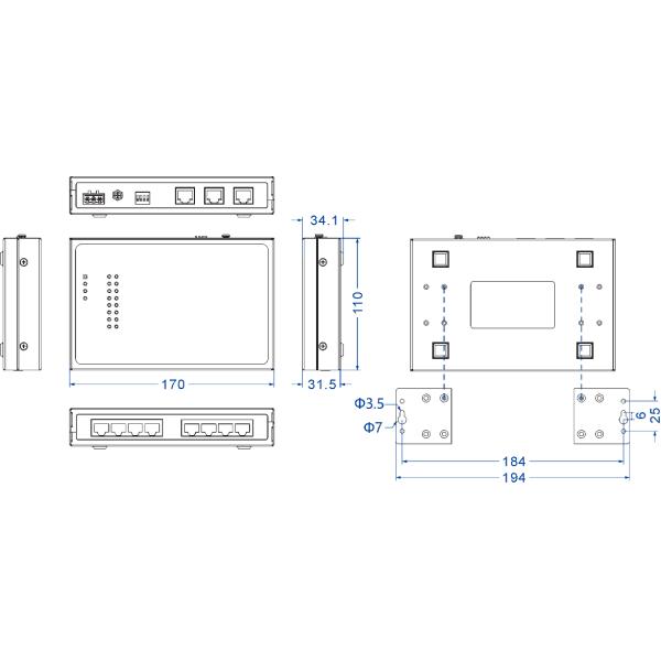 Desktop Mounting 2 Port Serial Server , Ethernet To Serial Server Aluminum Alloy Material