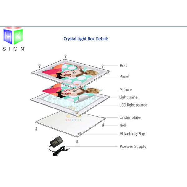 Advertisement Crystal LED Menu Board , Backlit Menu Board Light Box 24 x 36