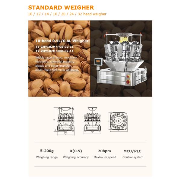 Automatic 12 Heads 14 Heads Combination Weigher Packing Machine High Speed Multihead Combination Weigher Machine