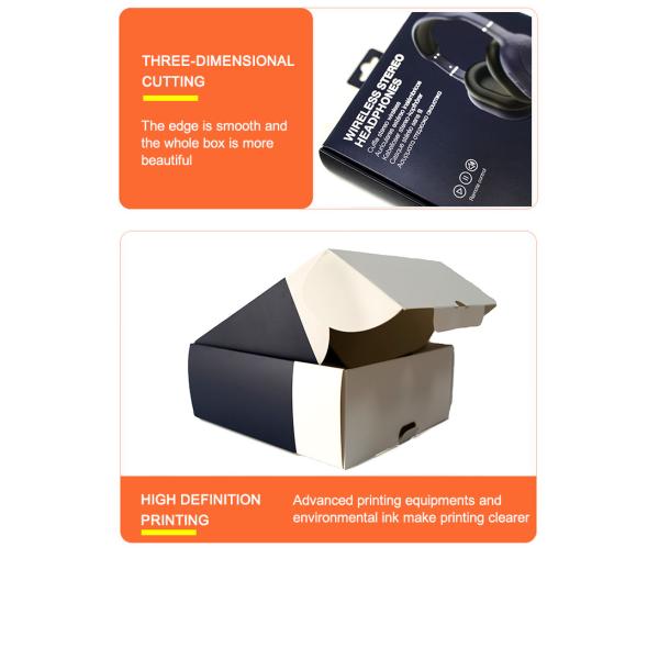 Luxury Customize Logo Earphone Packaging Box Foldable Cardboard Box With Hanger