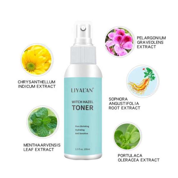 Private Label Anti-Sensitive Hydrating Shrink Pores Soothing Witch Hazel Facial Toner Spray