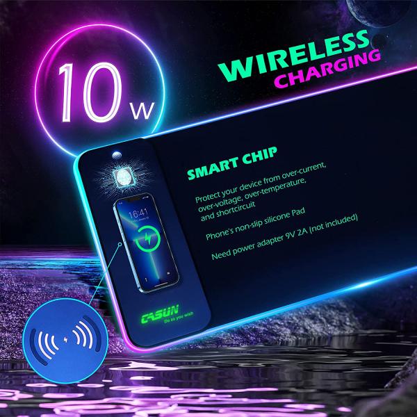 Electric Charger Multifunction Desktop Gaming Computer Custom Logo Waterproof Wireless Charging Mouse Pad 12V/1.25A