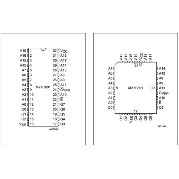 M27C801-100F1 Programmable IC Chips 8 Mbit 1Mb x 8 UV EPROM and OTP EPROM