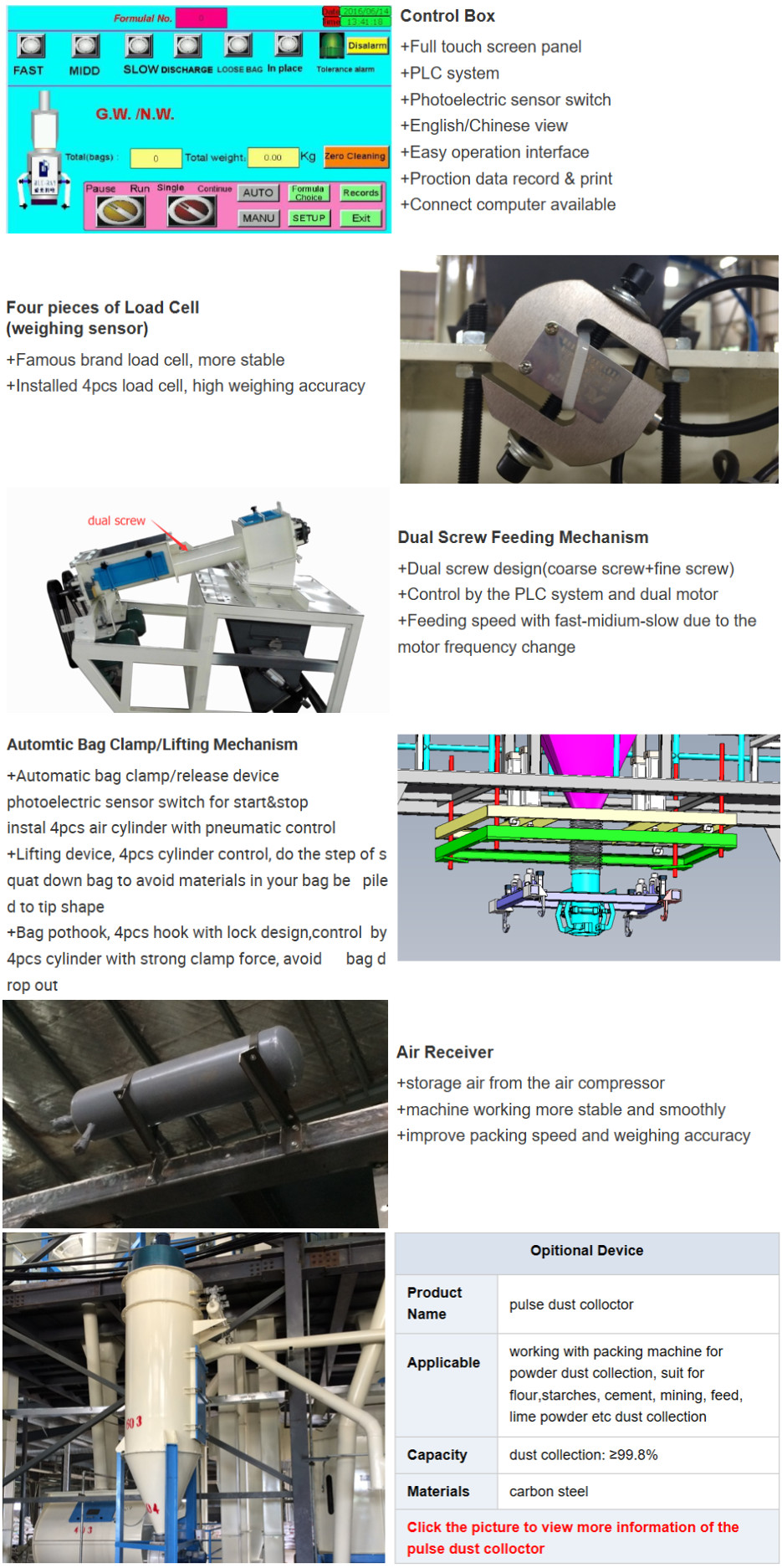 Dust Remove Device Jumbo Bag Packing Machine 1000KG