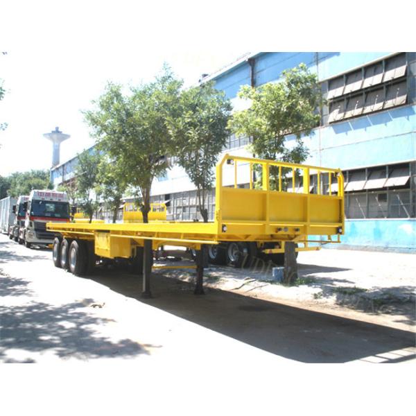 2 Axles / 3 Axles Flatbed Semi Trailer With Bulk Head / Front Wall Equipped