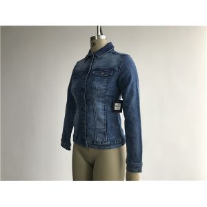Professional Ladies Denim Jacket Button Through Trucker Jacket TW76185