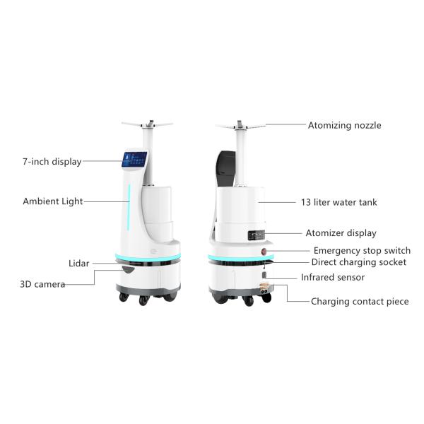 Android 5.1 Disinfection Spray Robot IPS Screen Autonomous Delivery Robot Project