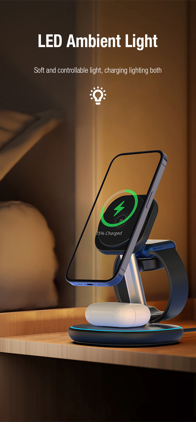 Fast Charging Multi Function Holder Magnetic 15 Watt Fast Charger