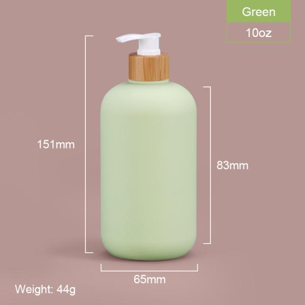 Shampoo Bottle with Bamboo Lid HDPE Plastic Type Soft Touch Empty Body Lotion Container