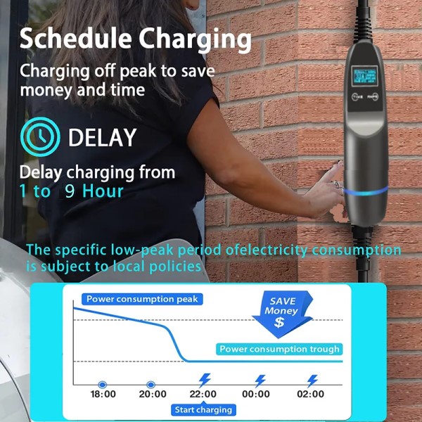 100-240V Type 2 EV Charger 8/10A Adjustable Australia Portable EVSE Charger Plug In