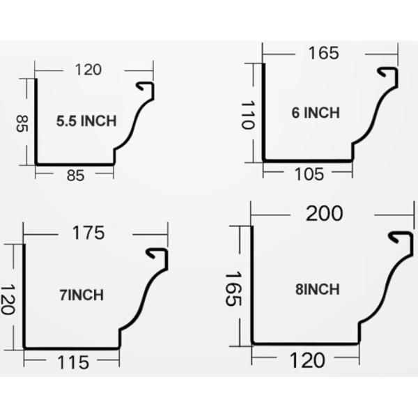 5mm Roof Rain Gutter High Strength Zinc Aluminum Synthetic Material
