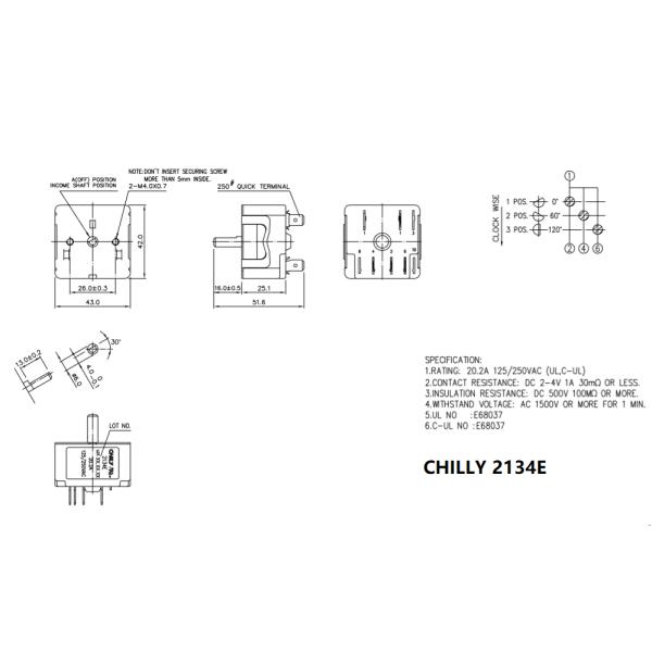 Rotary Switch Tactile Push Button Switch With 20.2A 125/250V chilly 2134E