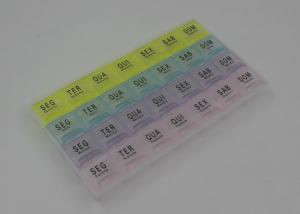 China Personal 28 Compartments Monthly Pill Box With Colored Lid And OEM Printing on sale