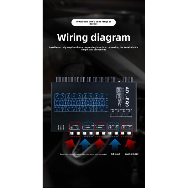 Hot-Selling 9-Band Car Audio EQ Tuning Crossover Amplifier Factory Source Cross-Border Best-Selling Audio Processor