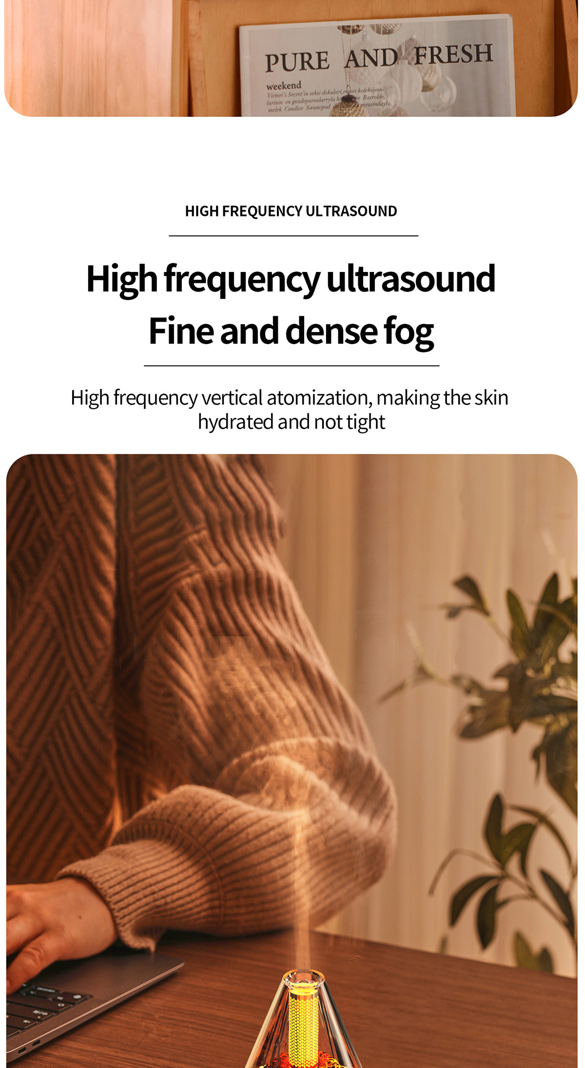 ABS Atmosphere Fire Flame Humidifier 80ml with 2/4/6 Hours Timer Setting
