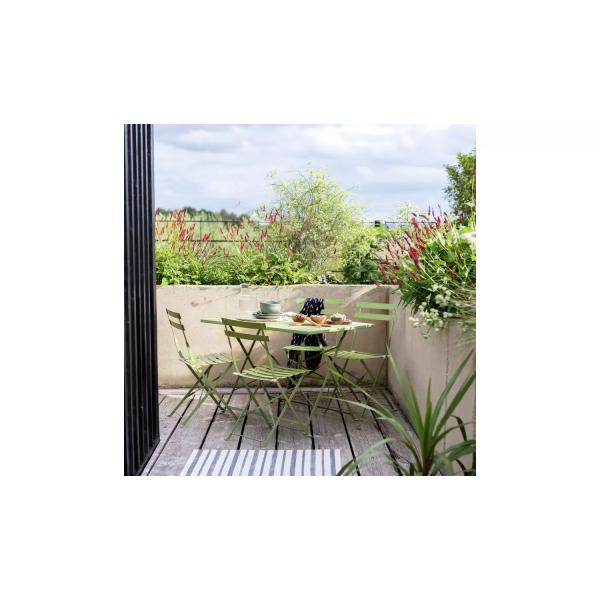 AJUNION 4 Seater Folding Metal Patio Set Steel Garden Set Folding Table and Chair Outdoor Bistro Set