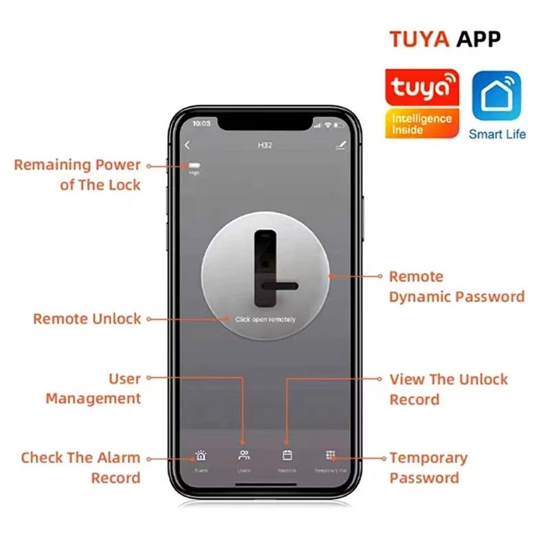 Aluminum Alloy Smart Rim Lock 60mm Fingerprint Code Door Lock
