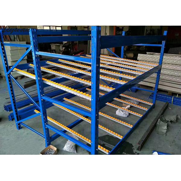 Carton Flow Plastic Roller Racking System , Industrial Steel Gravity Flow Racks