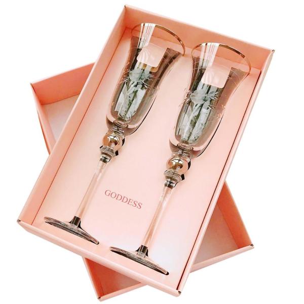Pantone Ivory Board Wine Glasses Gift Box Packaging With PP Rope Handle