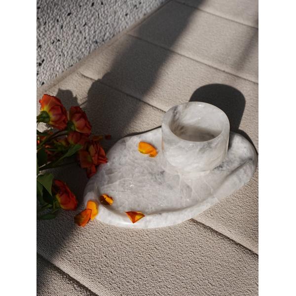 Blanco Crisyallo Marble Tray from Brazil – Handcrafted Luxury for Timeless Elegance & Versatile Sophistication