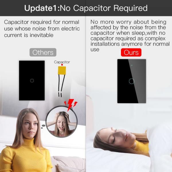 Zigbee Smart Wifi Wall Switch No Neutral Touch Glass Screen Panel