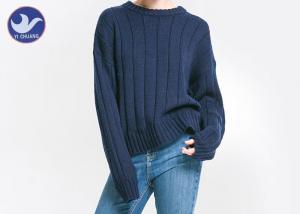 China Ribs Knitting Ladies Wool Jumpers Acrylic Blended Pullover Sweater Anti - Pilling on sale