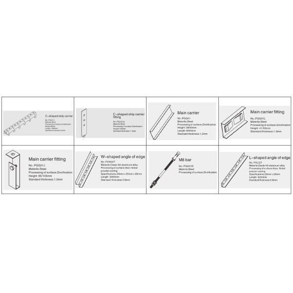 White Powder Coating C300 Suspended Aluminum Strip Ceiling Metal Aluminium Panel Cut Edge