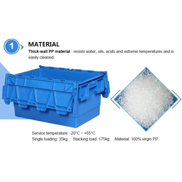 Heavy duty stackable attached lid turnover box, Stackable and nestable plastic shipping tote box for storage or moving