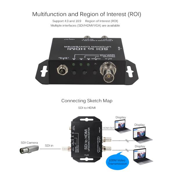 Simplified 3G-SDI To HDMI Interface Video Converter With Up / Down Scaling Function
