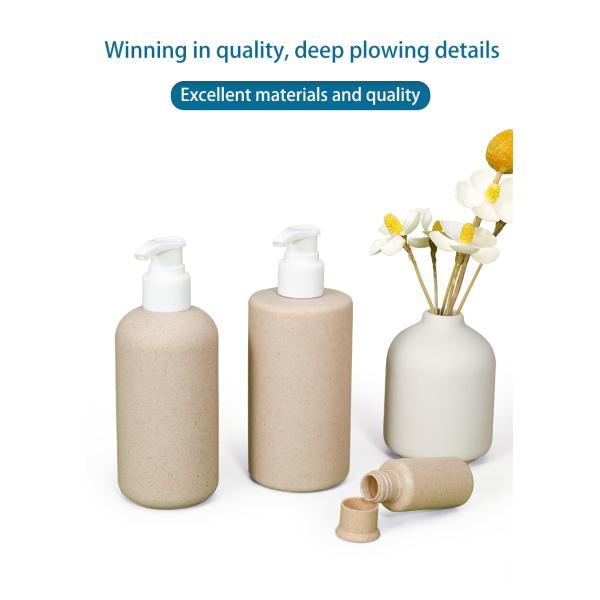 100ml-500ml Recyclable Lotion Shampoo Dispensers with Pump and Wheat Straw Body Material