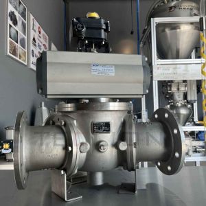Stainless steel pneumatic conveying powder particle three-way ball valve