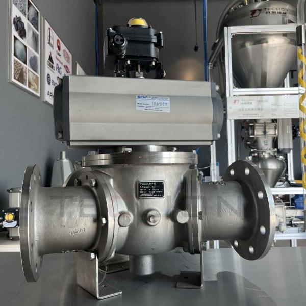 Stainless steel pneumatic conveying powder particle three-way ball valve