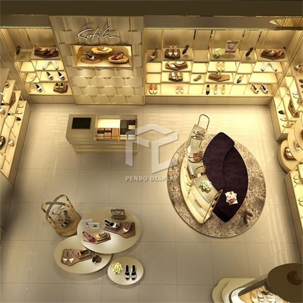 T5 LED Shoe Display Racks 5mm Thick MDF Shoes Showroom Display