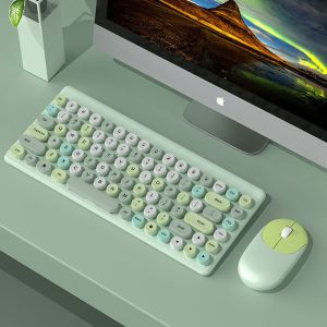 Retro 86-Key Lipstick Wireless Keyboard Mouse ABS Mechanical Keycaps