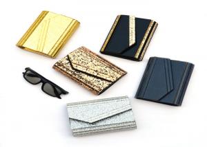 Fashion Ladies Envelope Clutch Bag , Small Size Black And Gold Clutch Bag