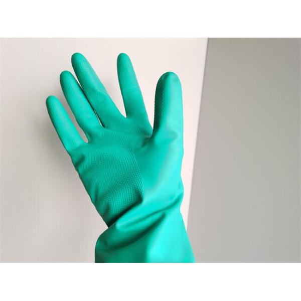 15mil 3D Diamond Grain Nitrile Heavy Duty Industry Gloves Flocking Puncture Oilproof Chemical Resistant