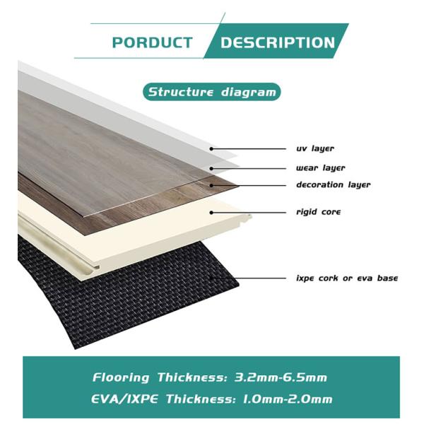 Moisture Resistant Sound Proof Spc Flooring With Ixpe Rigid Core Vinyl Plank