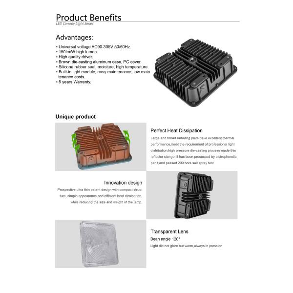 High Efficiency Commercial IP65 40W LED Canopy Light Petrol Pump Canopy Lights