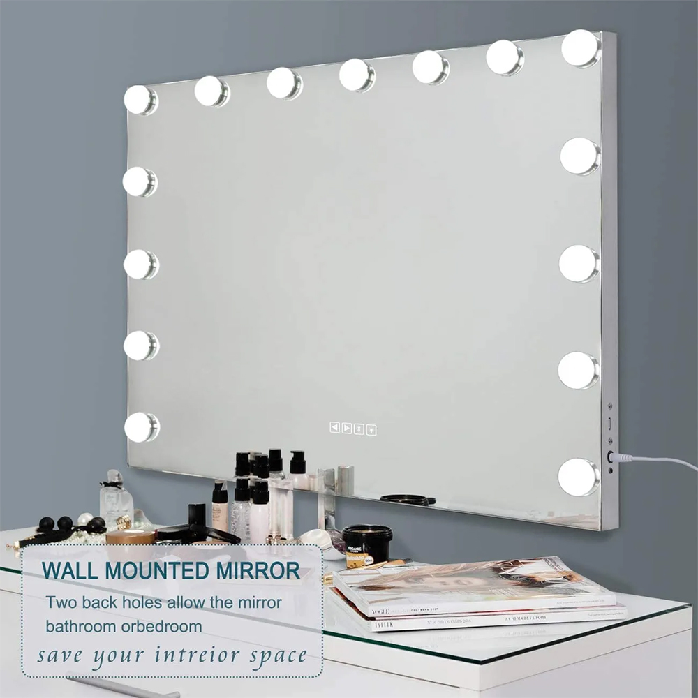 Rectangle Vanity Touch Screen Mirror Smart Vanity Makeup Mirror Customized